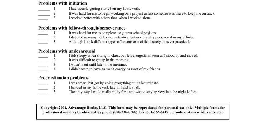 It was hard for me to complete, I felt sleepy when sitting in, and Problems with initiation inside womens adhd sasi