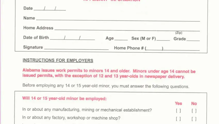 Guidelines on how to complete workers permit alabama step 1