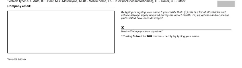 Step # 2 in filling out wrecker report dol