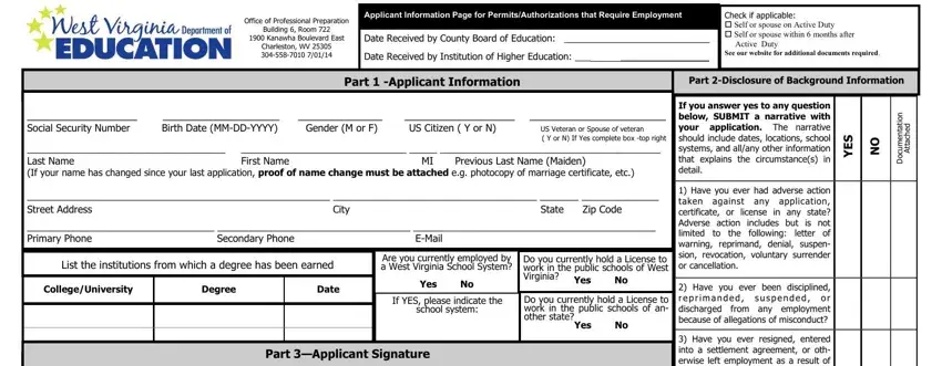 Completing segment 1 in wvde form 39