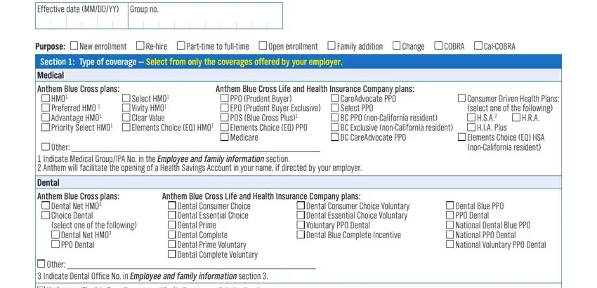 Part # 1 for filling out anthem blue cross enrollment