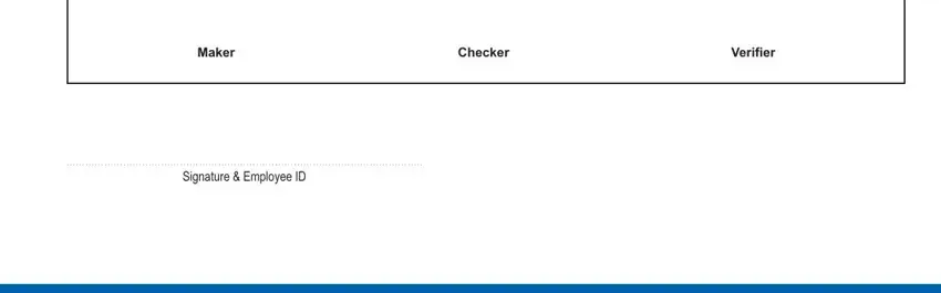 Verifier, Signature  Employee ID, and Checker inside yes bank rtgs form