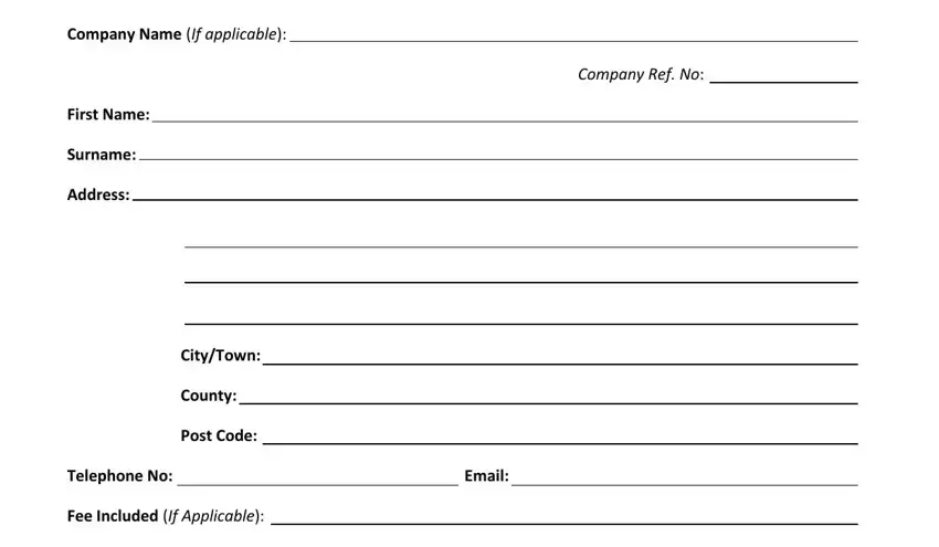 Completing section 1 in zippo repair form