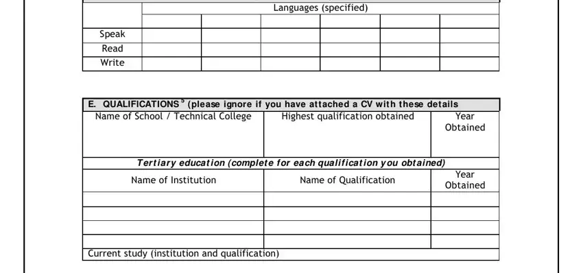 Step # 3 for filling out z83 form download