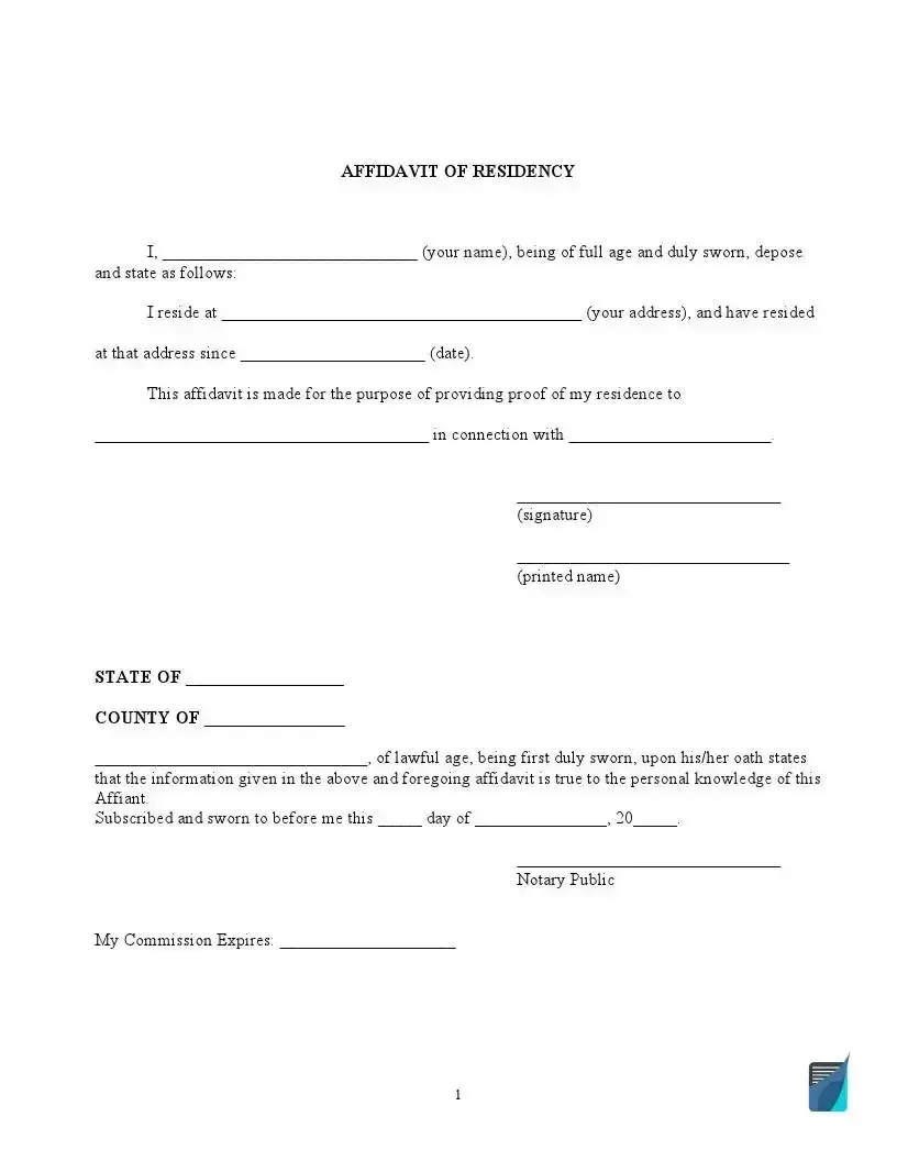 affidavit of residency