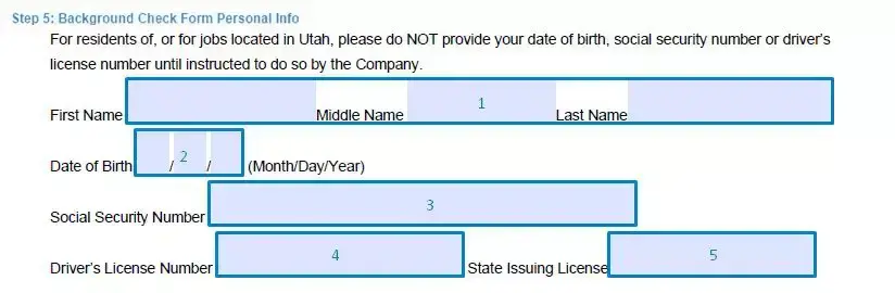 Step 5 to filling out a background check form personal info