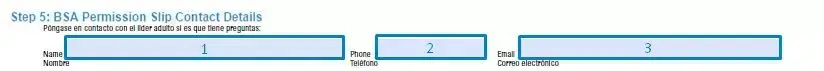 Step 5 to filling out a bsa permission slip sample contact details