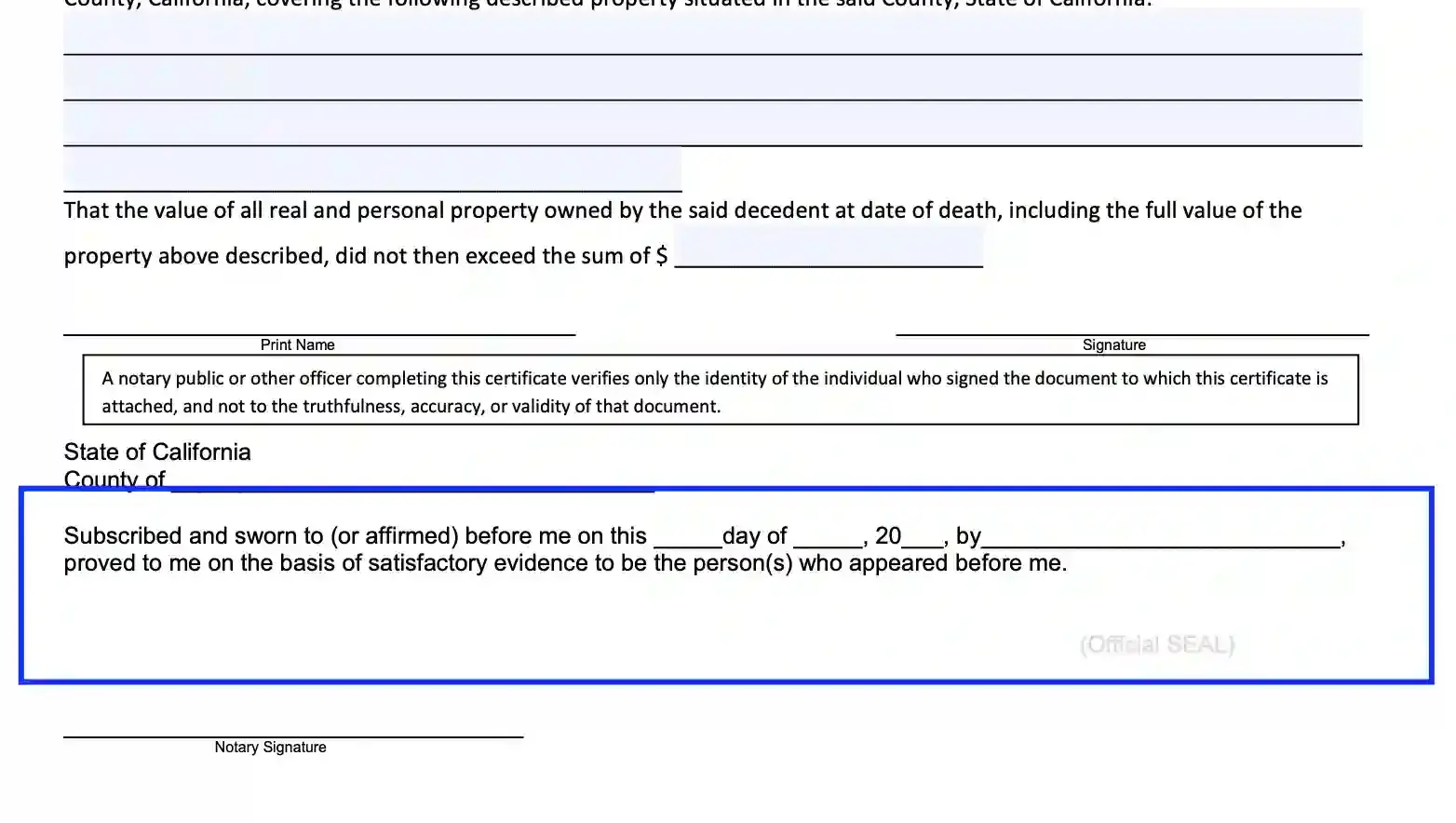 step 10 disclose the registration data filling out a california death of a joint tenant affidavit form