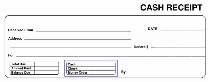 step 8 choose the payment method filling out a cash receipt