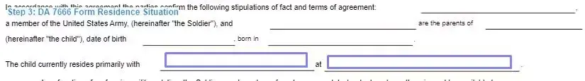 Step 3 to filling out a da 7666 sample residence situation