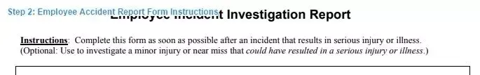 Step 2 to filling out an employee accident report form instructions