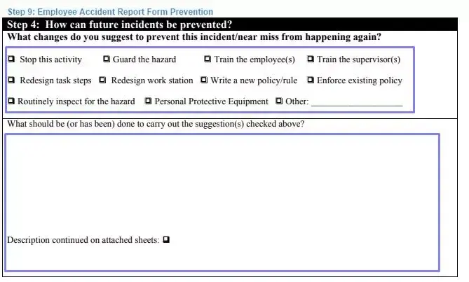 Step 9 to filling out an employee accident report form prevention