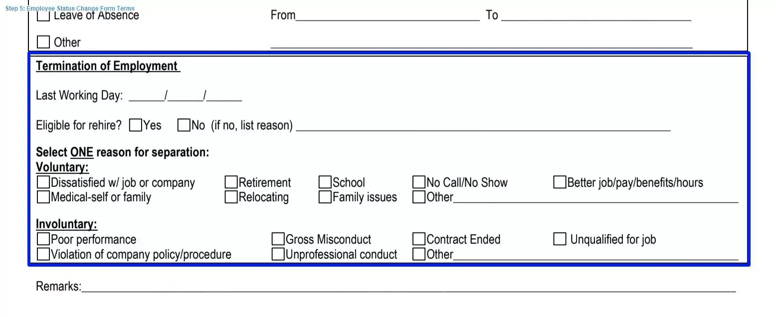 Step 5 to filling out an employee status change example terms