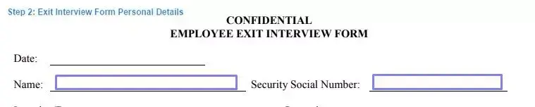 Step 2 to filling out an exit interview template personal details