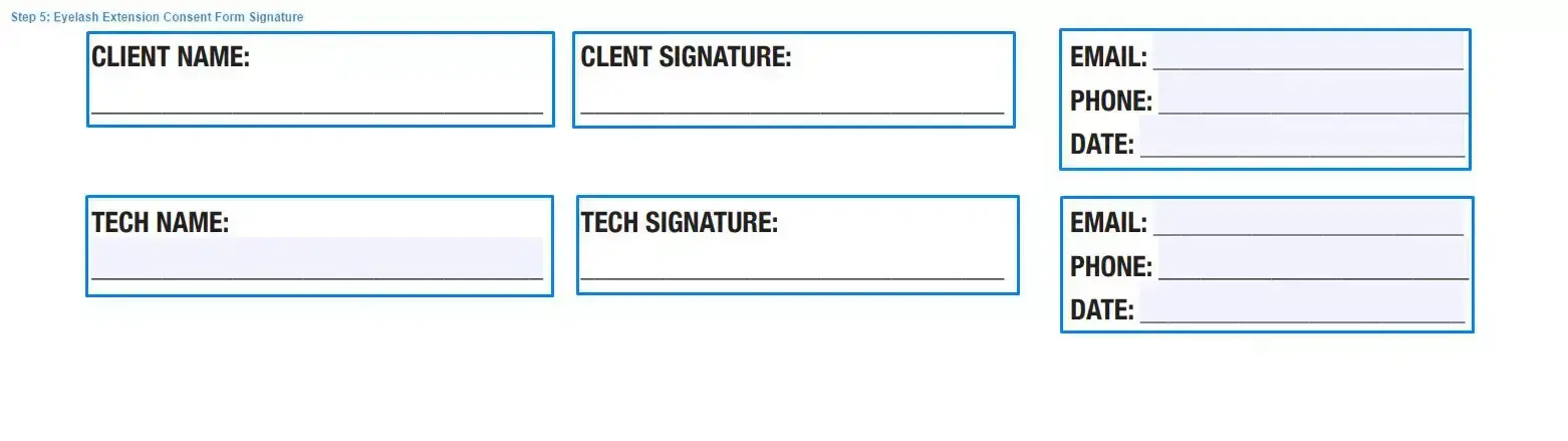 Step 5 to filling out an eyelash extension consent template signature