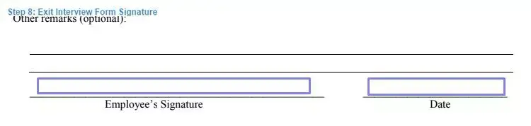 Step 8 to filling out an exit interview sample signature