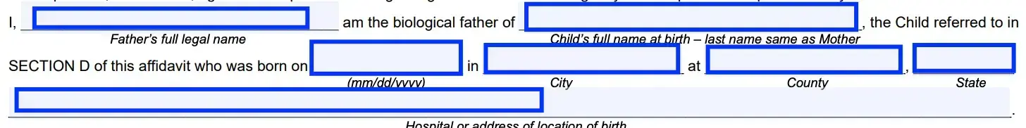 step 4 fill in the father’s acknowledgment filling out an indiana paternity affidavit (form 44780)
