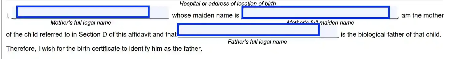 step 5 complete the mother’s acknowledgment filling out an indiana paternity affidavit (form 44780)
