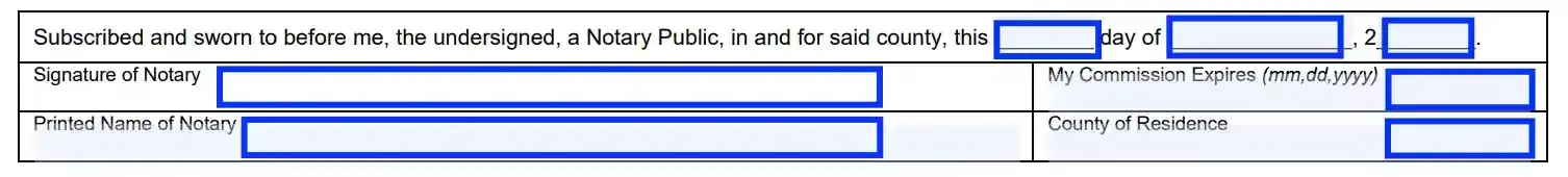 step 12 to be signed by a notary filling out an indiana paternity affidavit (form 44780)