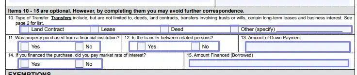 step 3 complete optional sections (if needed) filling out a michigan property transfer affidavit (form l 4260)