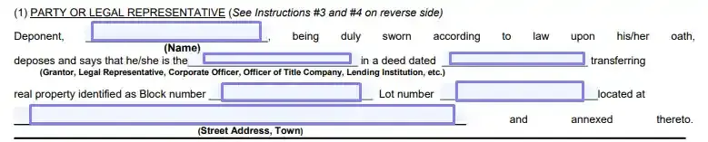 step 2 define the deponent filling out a new jersey affidavit of consideration (form rtf 1)
