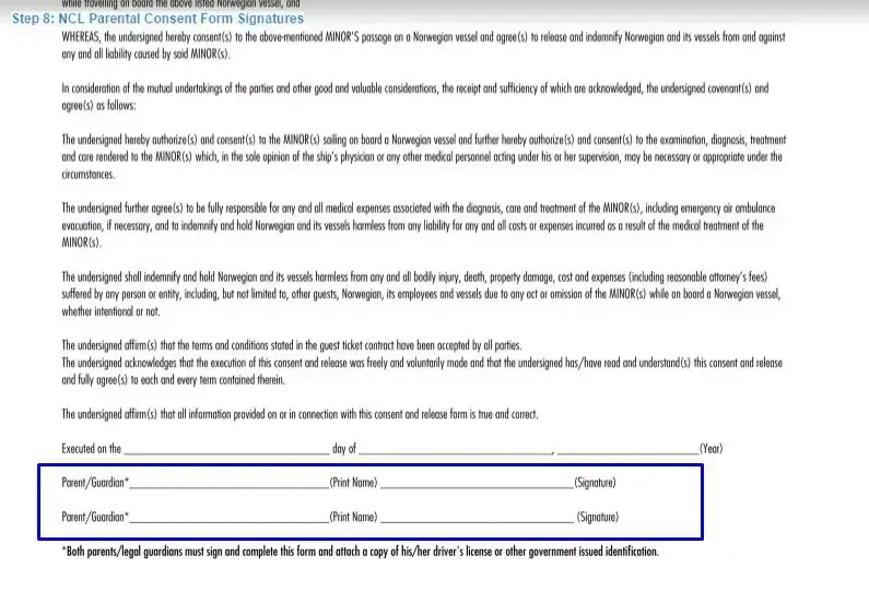 Step 8 to filling out a ncl parental consent example signatures