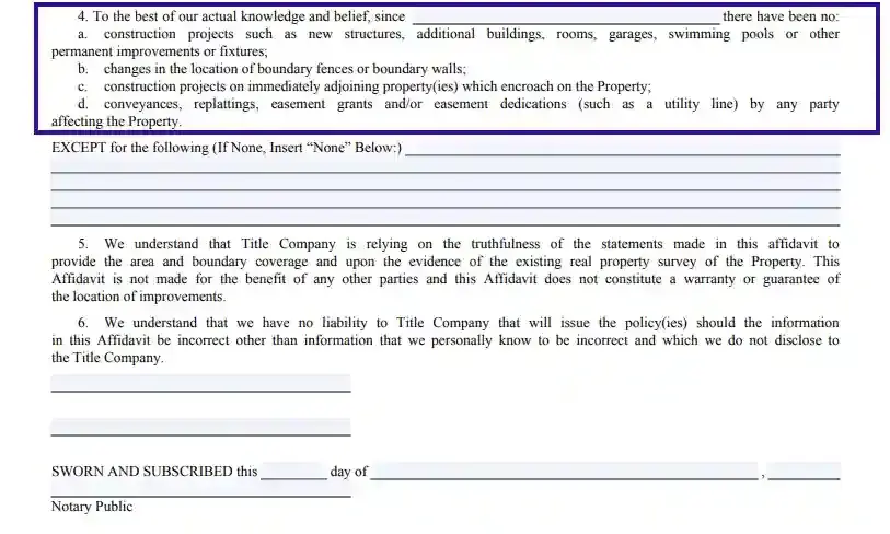 step 7 put the date of the last major changes filling out a texas residential real property affidavit (form t 47)
