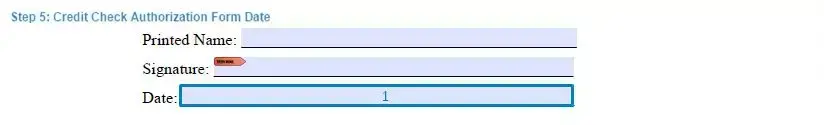 Step 5 to filling out a credit check authorization template date
