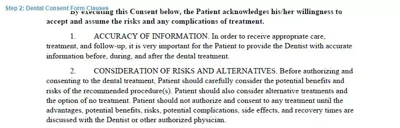 Step 2 to filling out a dental consent template clauses