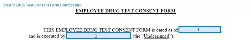 Step 1 to filling out a drug test consent form contact info