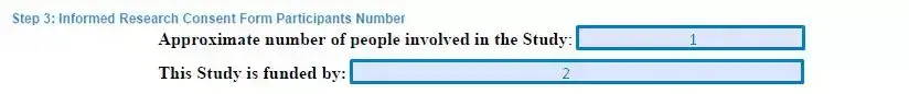 Step 3 to filling out an informed research consent form participants number