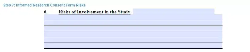 Step 7 to filling out an informed research consent example risks