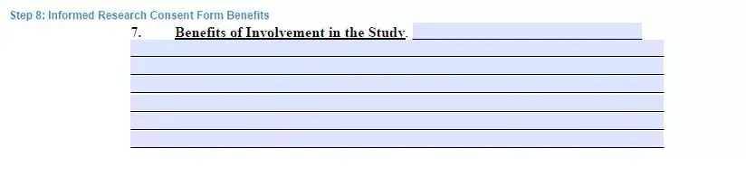 Step 8 to filling out an informed research consent form benefits