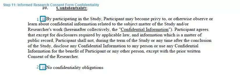 Step 11 to filling out an informed research consent template confidentiality