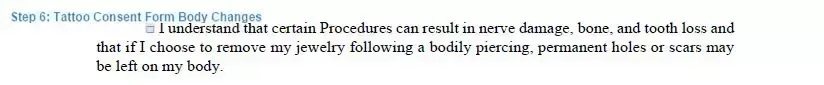 Step 6 to filling out a tattoo consent template body changes