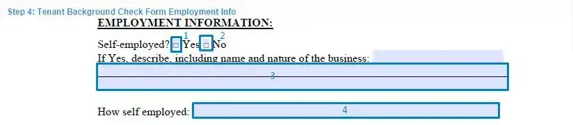 Step 4 to filling out a tenant background check sample employment info