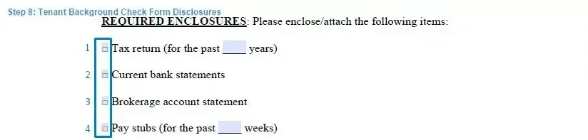Step 8 to filling out a tenant background check form disclosures