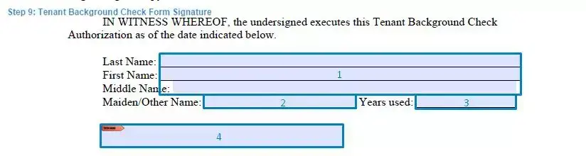 Step 9 to filling out a tenant background check example signature