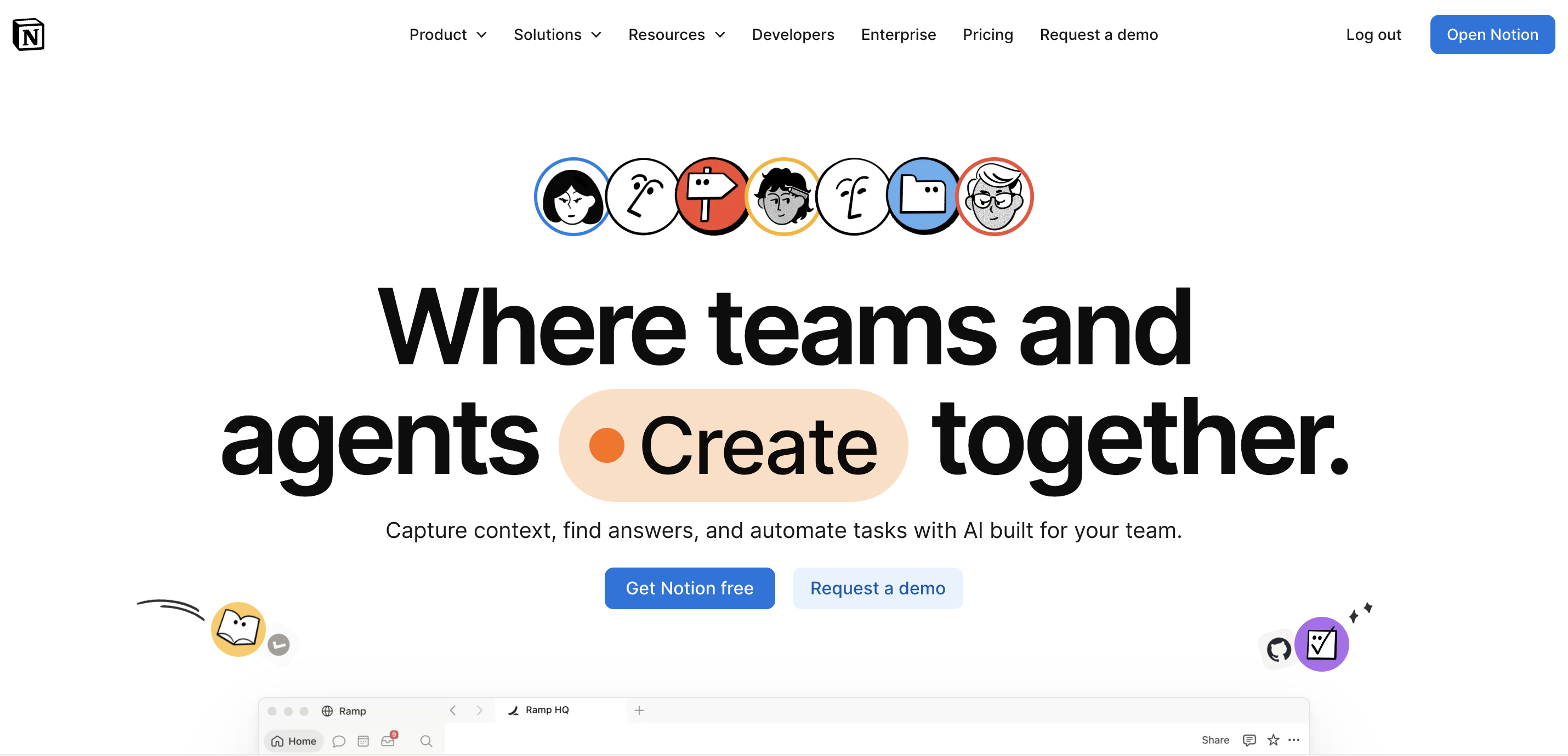 Notion AI homepage