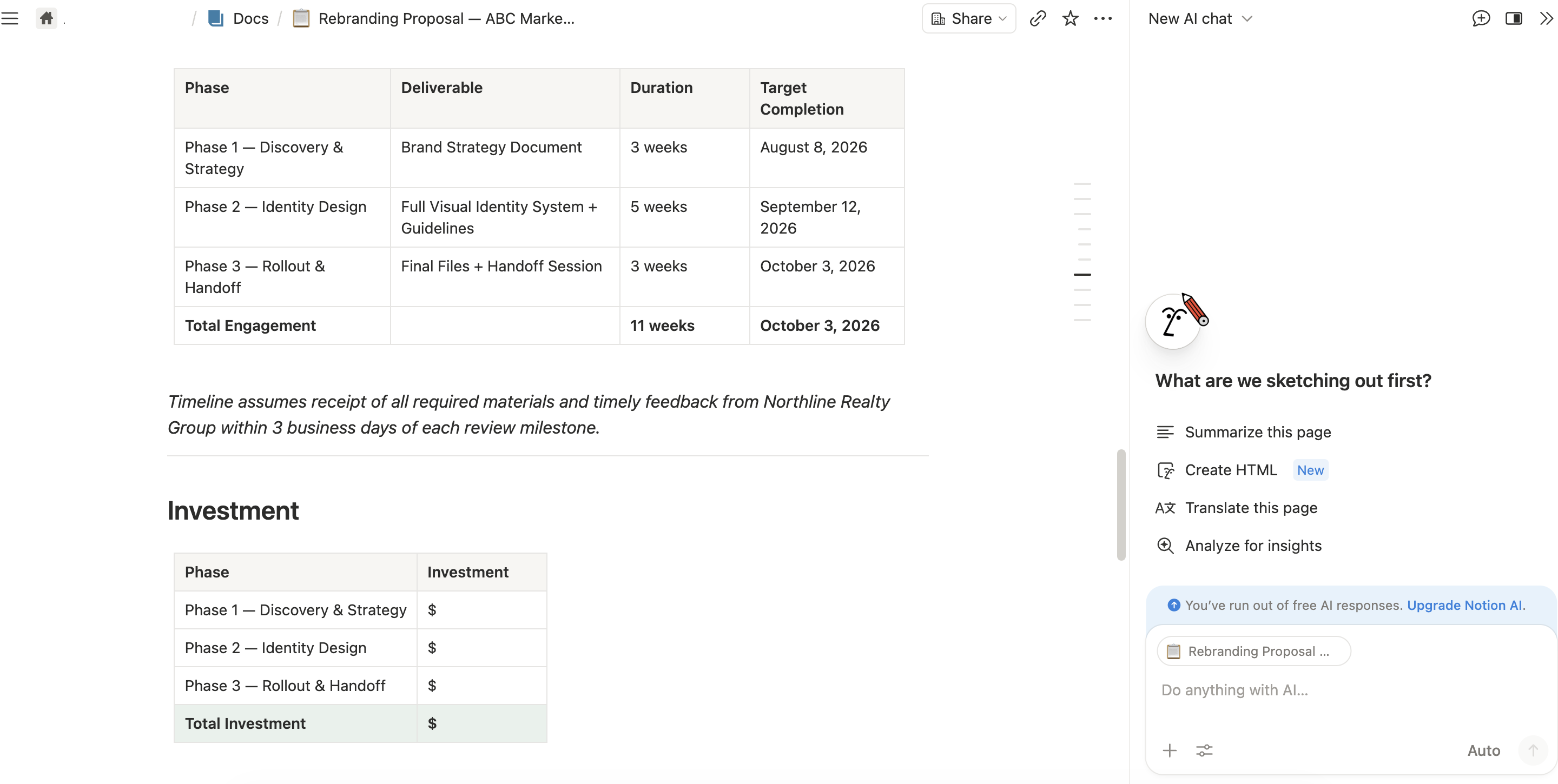 Notion AI proposal