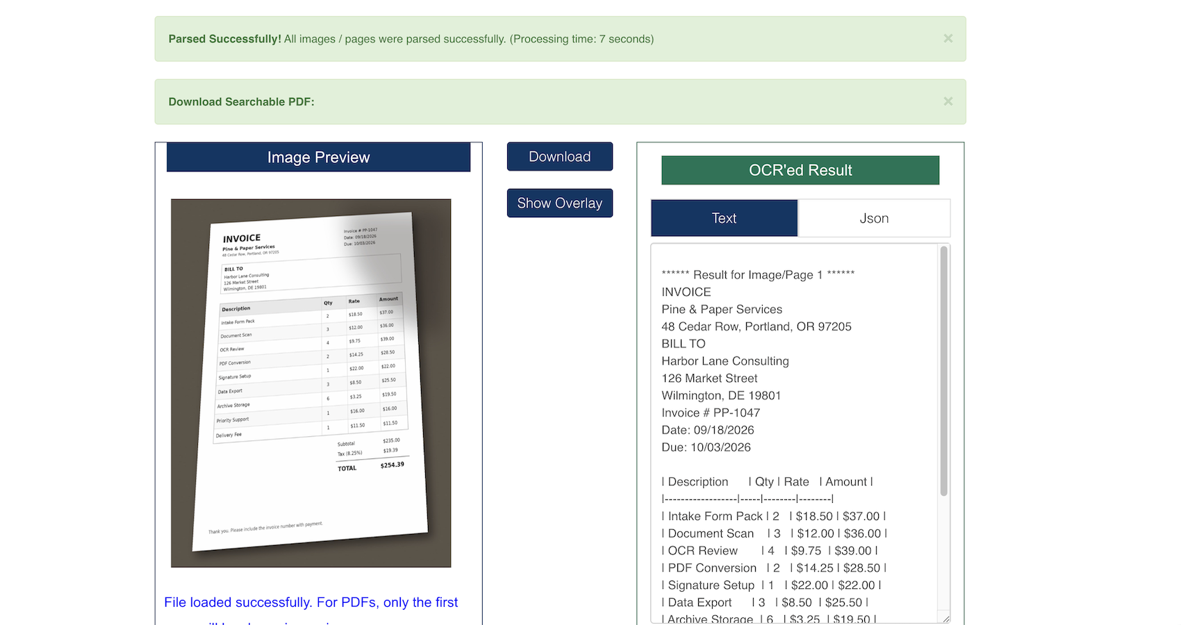 OCR.space results