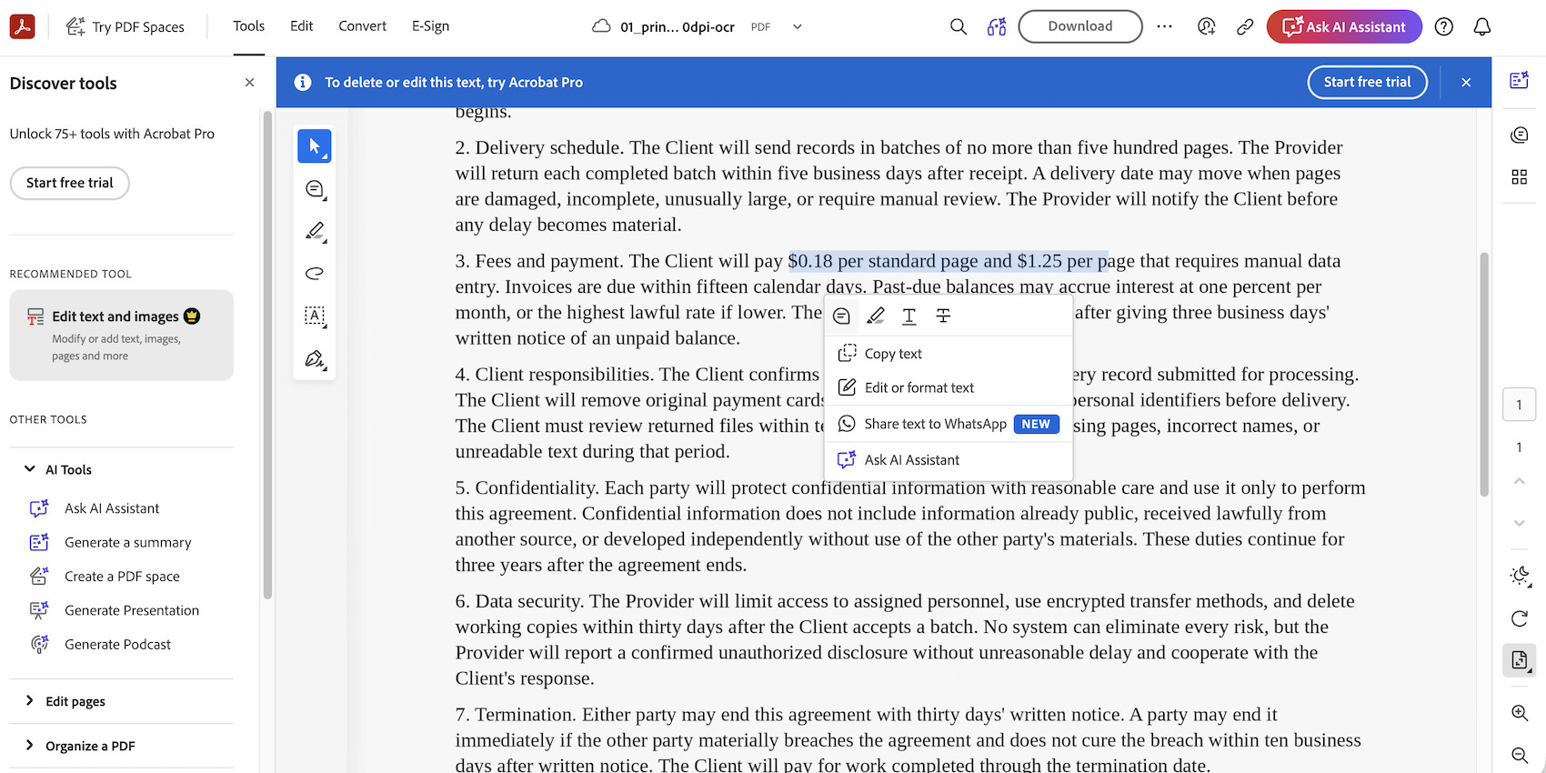 Adobe OCR