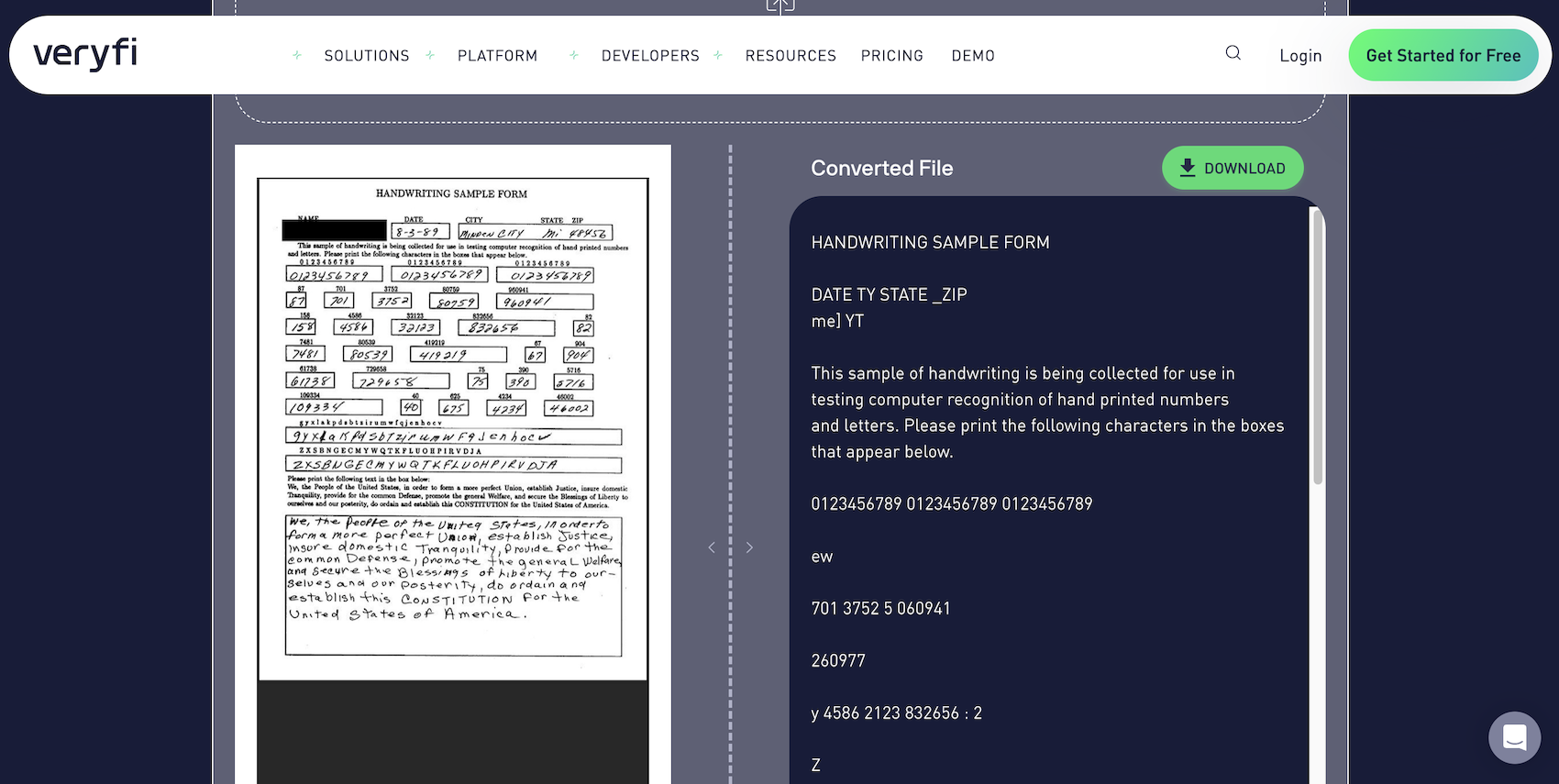 Veryfi OCR