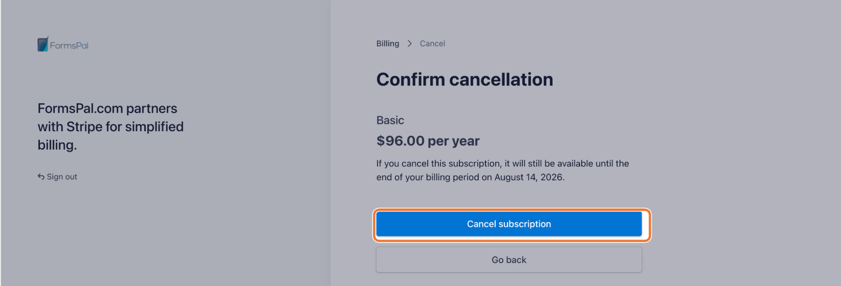 FormsPal Membership Cancellation 8 FormsPal membership cancellation step 5