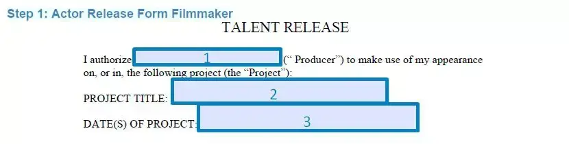 Step 1 to filling out an actor release form filmmaker