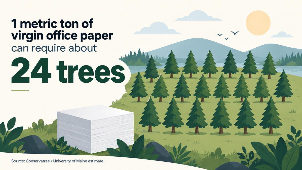 One ton of office paper uses 24 trees