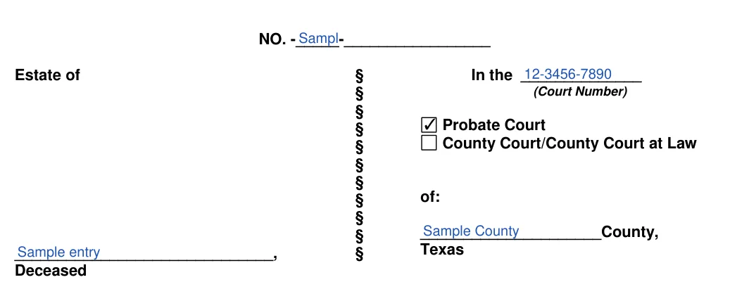 Texas small estate affidavit: of, filled with sample entries