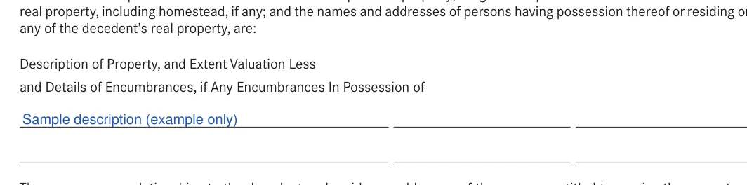 Arkansas small estate affidavit: any of the decedent’s real property, are, filled with sample entries
