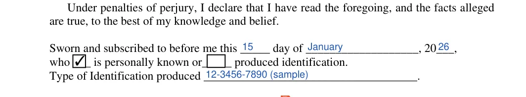 Florida small estate affidavit: Day, Month and more, filled with sample entries
