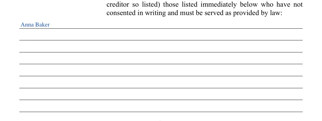 Georgia small estate affidavit: consented in writing and must be served as provided by law, filled with sample entries